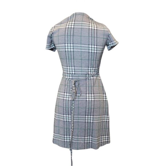Zara Trafaluc plaid mini wrap dress V neck grey & white Women's size S - Picture 4 of 10
